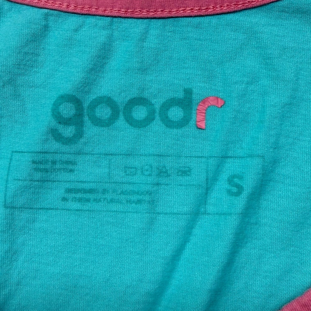Goodr Womens Graphic Tank Top Teal Blue Pink Logo Activewear Running Shirt Small - Picture 6 of 6